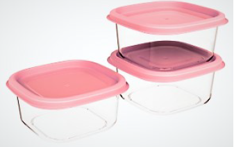 PRISM SQUARE CONTAINER SET (600H X 3) (1800 ML) (AQUIFER/BLUSH) (3 PC SET)