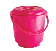 St. Bucket Plastic Handle With Lid (9 Ltr) (Assorted)