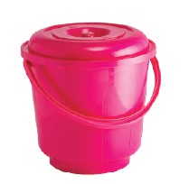 St. Bucket Plastic Handle With Lid (13 Ltr) (Assorted)