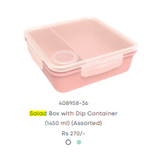 Salad Box With Dip Container (1450 Ml) (Assorted)