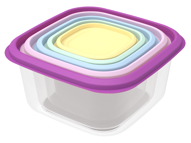 Prism Square Container Set (6600 ml) (Assorted) (5 Pc Set)